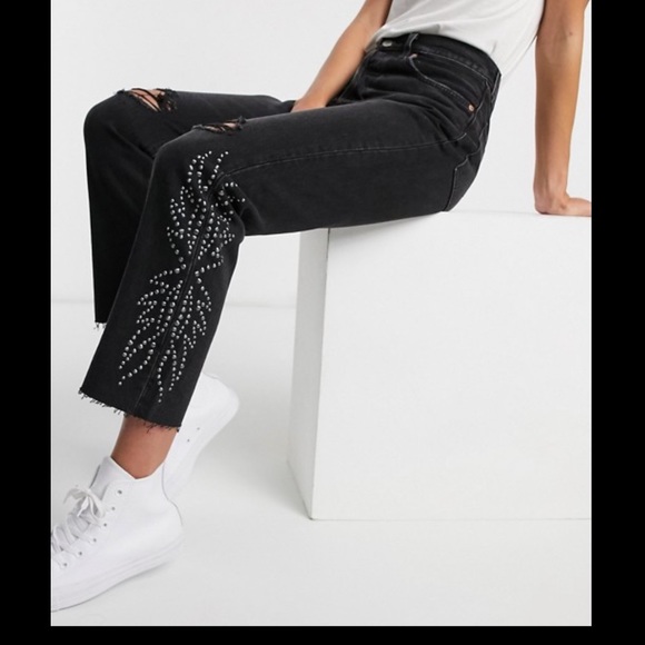 Levi's Denim - Levi’s 501 black canyon studded crop jeans